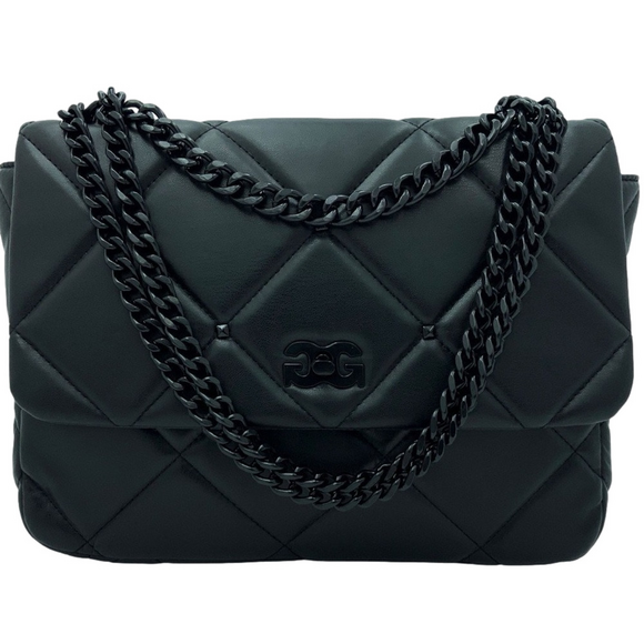 Gilda Paris Handbags - GILDA PARIS Large Quilted Bag w/ tonal chain handle and shoulder strap BLACK NWT